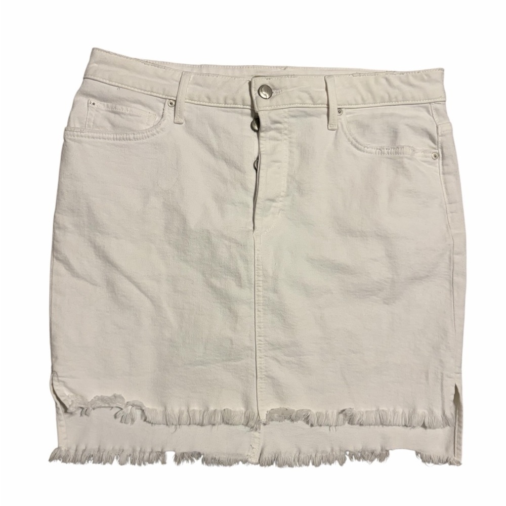 Joe's Jeans White Frayed Mini Micro Denim Skirt Womens Hi Low Raw Hem Y2K SZ 30